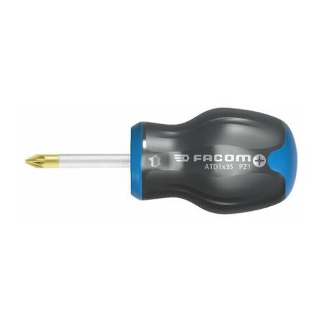 Facom – Tournevis Protwist PZ2 35mm – Longueur totale 91mm – Manche Soft Grip – Traitement tri-coating pour durabilité - ATD2X35