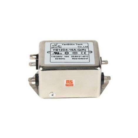 Filtre secteur RS PRO, 16A max, 2 phases, 250 V c.a. max, Montage sur châssis ( Prix pour 1 )