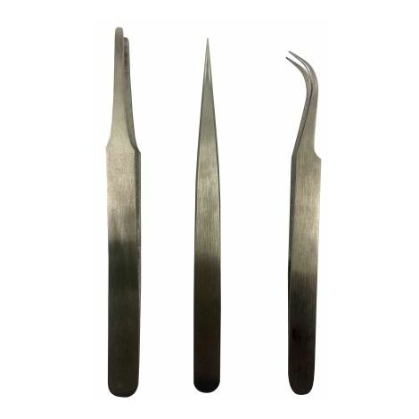 Kit de brucelles RS PRO 2ASA-3SA-7SA KIT pointe Incurvé, Plat, Arrondi en acier austénitique à faible de teneur en ( Prix pour 1 )