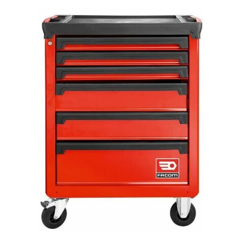 Facom – Servante d'atelier roulante 6 tiroirs 779 x 515 x 972 mm – Charge maximale 30 kg par tiroir – Plan de travail polypropylène résistant