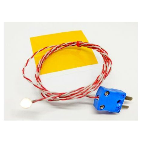 Thermocouple type K Ø 1/0.2mm, L 1m, +200°C max à Fiche mâle miniature ( Prix pour 1 )