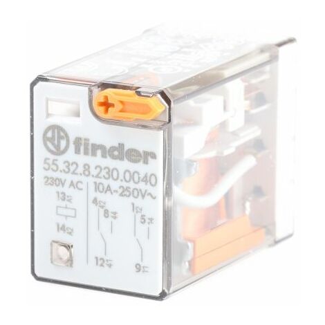 Finder 55 Series Relais de puissance 2 RT, bobine 230V c.a. Enfichable 1.5W ( Prix pour 1 )