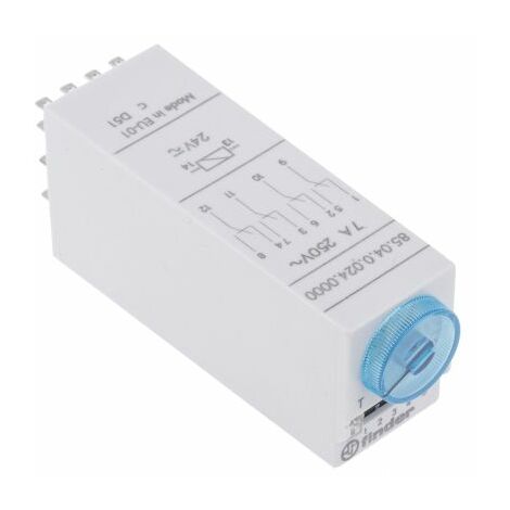 Relais temporisé Finder 85 Series, 24V c.a. / V c.c., Enfichable, 4 contacts ( Prix pour 1 ) (1/5)