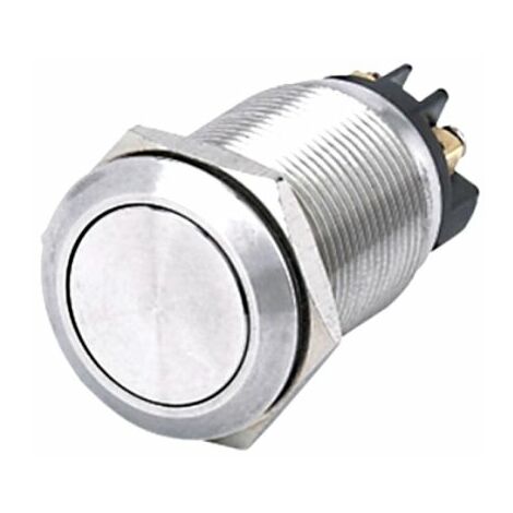 Bouton-poussoir, Momentané, SPST, 5 A @ 250 V ac, Argent, Montage panneau ( Prix pour 1 )