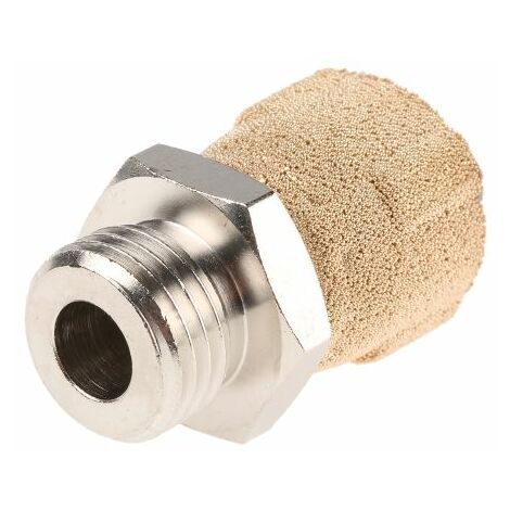 Silencieux En Bronze Fritté 1/4'' Gaz, Filtration 50 µm, Pression Max : 10 Bar