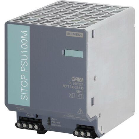 Alimentation pour rail DIN Siemens, série SITOP PSU8200, 24V c.c. 20A, 85 275V c.a., 480W ( Prix pour 1 ) (1/2)
