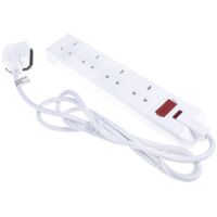 Rallonge Prise Multiple Type G – 4 Prises UK – Câble 2m – 13A 250V – RS Pro