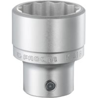 Facom – Douille 36mm 3/4' 12 pans OGV – Longueur 59mm – Pour serrage sécurisé avec cliquets – Finition chromée satinée