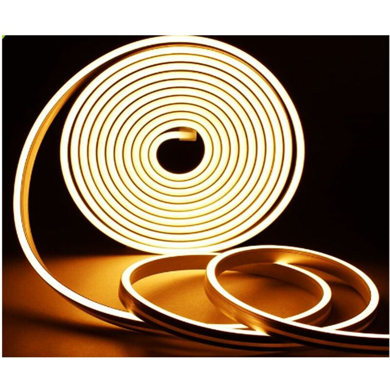 Kit 5mt Striscia Strip Flex Led Bobina Neon Flessibile Tubo Esterno  +Alimentatore Bianco Freddo