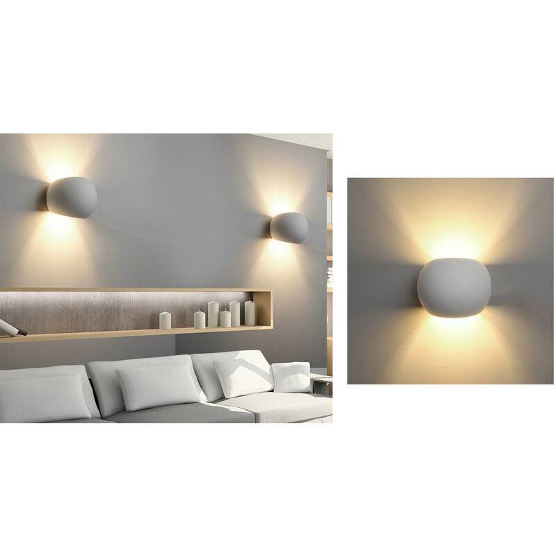 BES-26096 - Applique - beselettronica - Lampada Interno Cilindro Applique  Gesso Bianco Moderno Doppia Luce Dr GS-5023