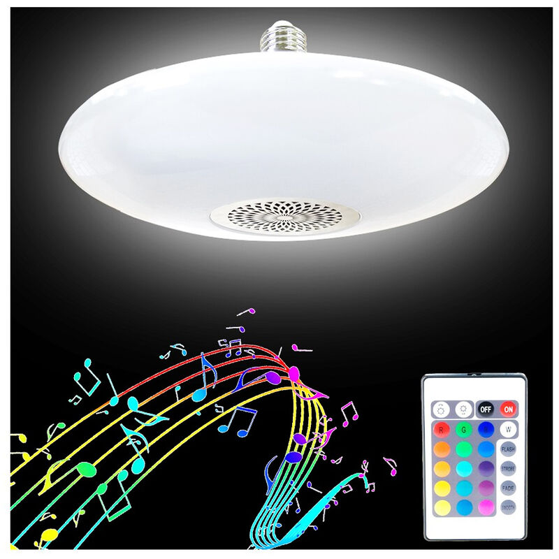 Lampadina Led Bluetooth UFO 48W Luce Bianca RGB Cassa Altoparlante