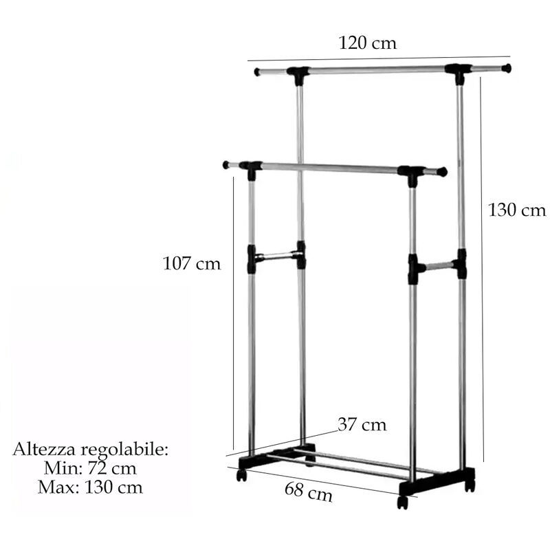 APPENDIABITI STANDER DA terra doppio con ruote Attaccapanni salvaspazio 72  130 EUR 13,99 - PicClick IT