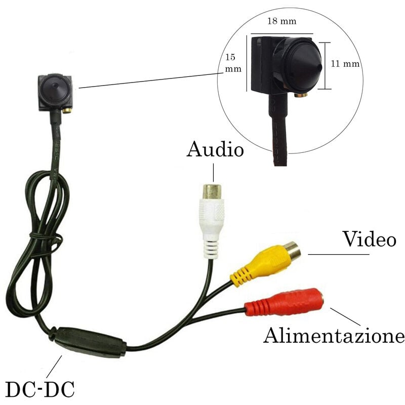 MICRO TELECAMERA SPY AHD OBIETTIVO PINHOLE DA 3.7mm 6 IR LED INVISIBILI  940nm HD