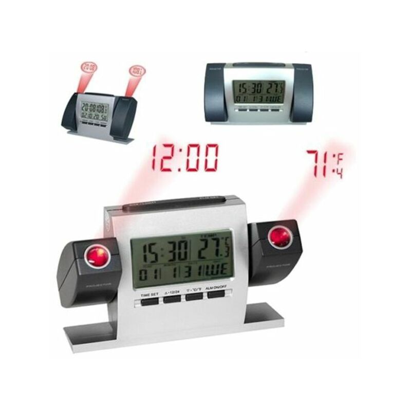 sensore ora temperatura display LCD doppia sveglia proiettore dimmerabile tempo personale Heizung Orologio digitale proiezione con sensore esterno data umidità 