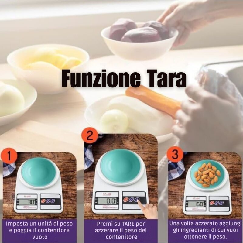 Bilancia Con Tara E Conteggio Bilancia Digitale Da Cucina 30kg | Precisione 1g | 6 Unit&agrave; Di Misura | Contapezzi E Tara Bilancia Cucina 30kg Professionale