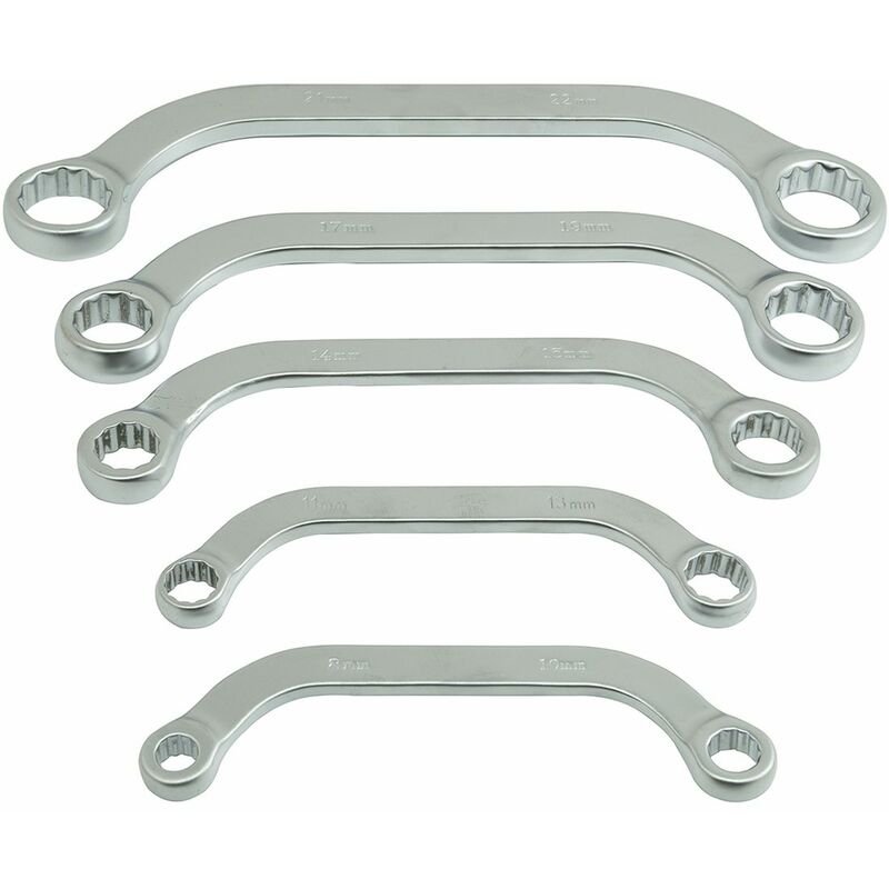 Set di chiavi ad anello extra lunghe professionali HBM da 5 pezzi con  funzione a cricchetto e teste inclinabili 8 - 19 mm 