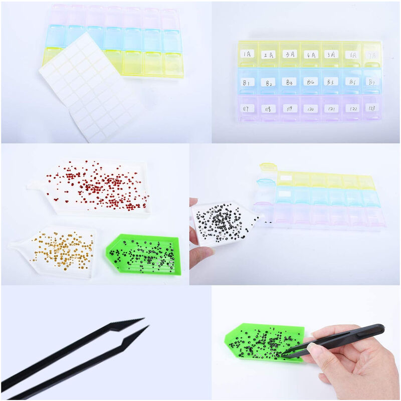 Kit 27 Accessori Per Diamond Painting - Vassoio Divisorio, Penne E Attrezzi Per Pittura Con Diamantini - Foto 8