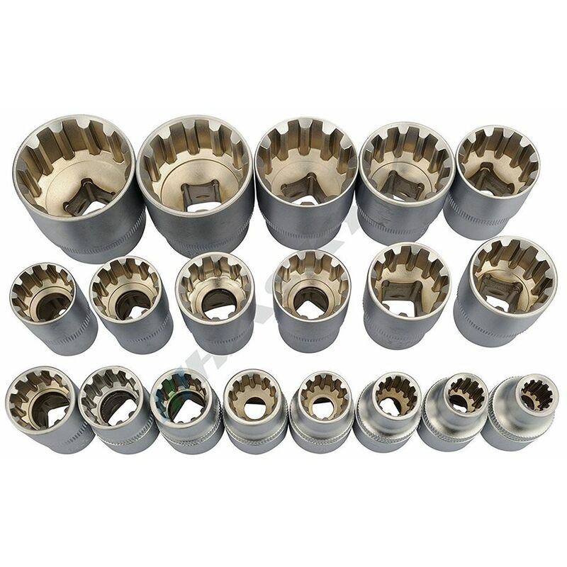 Kit 19 pezzi bussole e chiave Multifit per testa Torx Esagonale Stella  Doppia Stella Millerighe Spline e Quadra Clarke PRO387 17