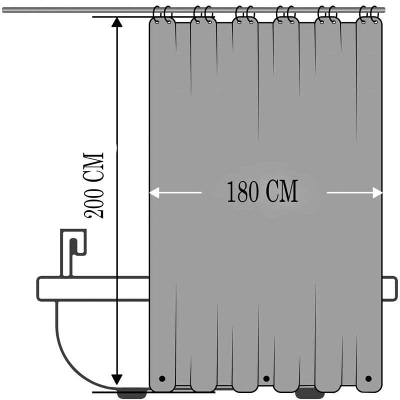 Tenda Doccia Antimuffa 180x200cm Copri Vasca Bagno Impermeabile Indaco  03347