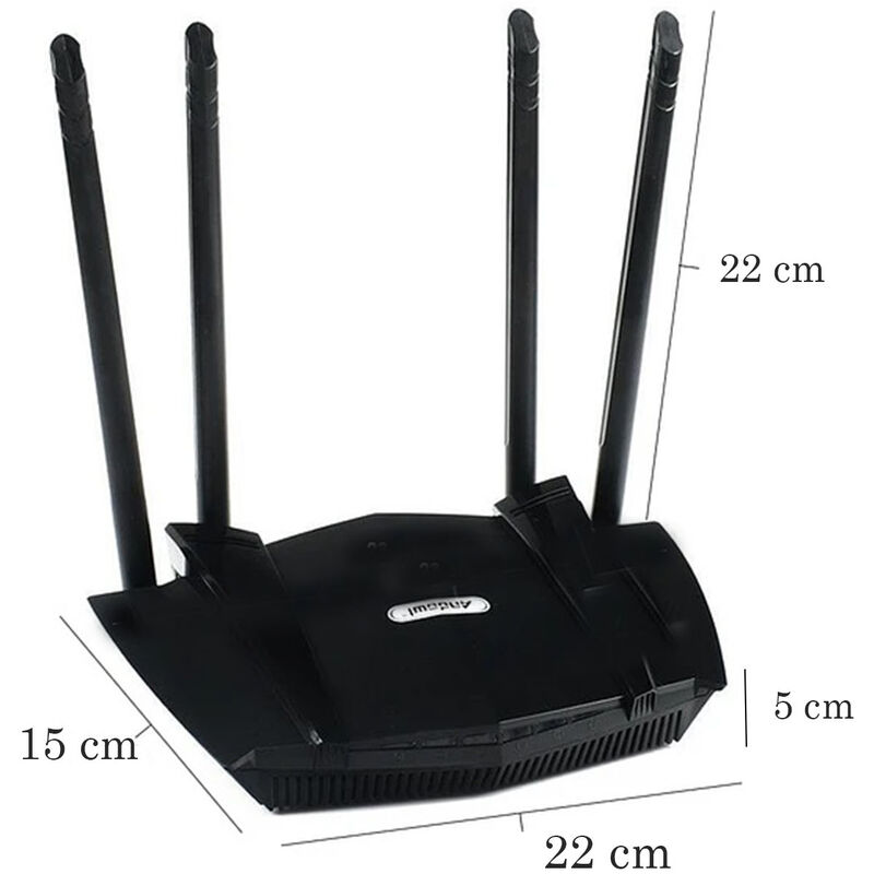 Amplificatore Segnale WiFI 2.4-5 GHz Router 5 Porte LAN WAN 4 Antenne Nero