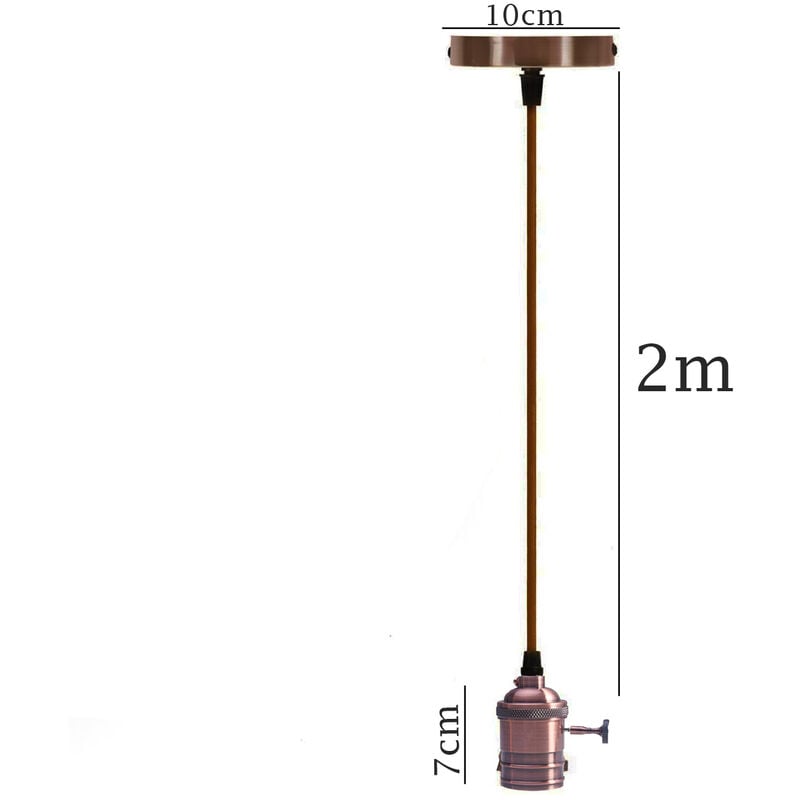 BES-33636 - Lampadari - beselettronica - Portalampada a Sospensione 60W  Industrial Effetto Metallo Bronzo 2M Attacco E27