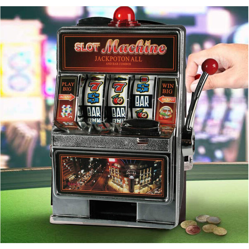 Salvadanaio Mini Slot Machine Gioco Da Tavolo Luci Suoni Jackpot Giocattolo