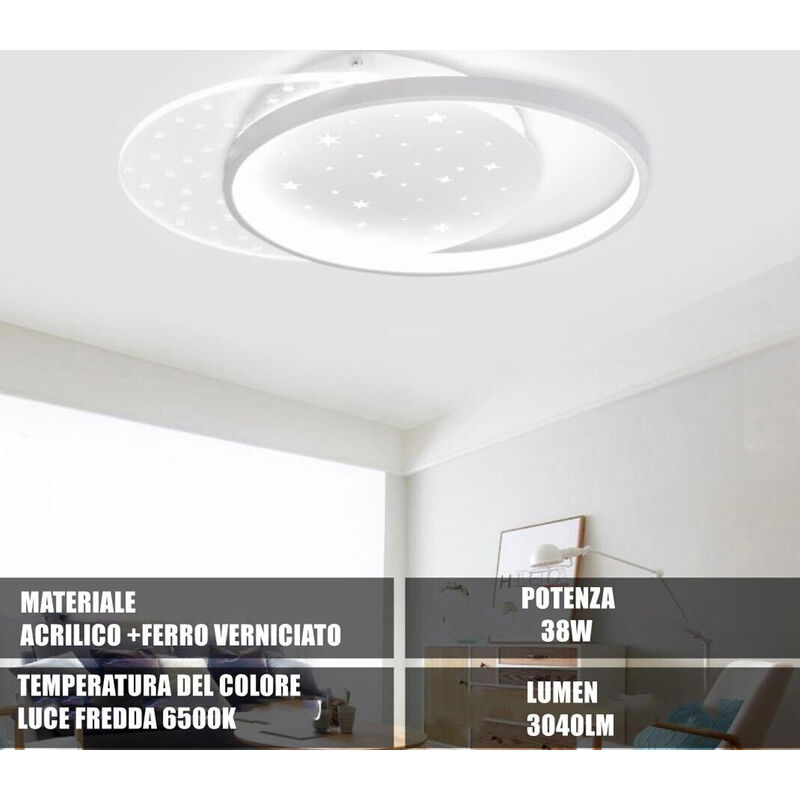 Plafoniera luce led cerchio cerchi 38w lampadario da soffitto oro tonda  design moderno per camera cucina