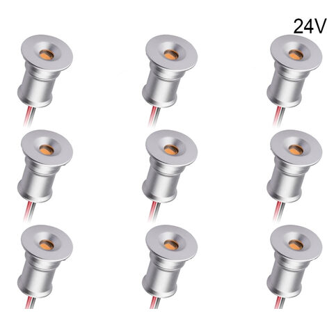 Set da 9 Mini Faretto LED Esterno Incasso 24V Luce Calda WW 15MM Segnapasso