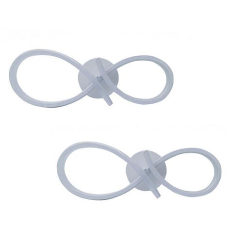 Coppia Applique Lampada Parete Led 12w Luce Calda Infinito 2 pezzi Bianco (1/5)