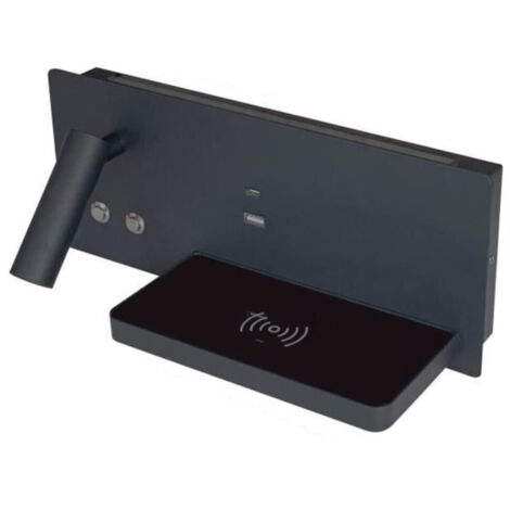 Applique Lampada Letto Ricarica Wireless Nera Luce Naturale FD-26N