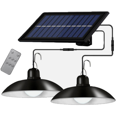 Coppia Lampade a Sospensione Energia Solare Lampadario Faretto Faro Campeggio