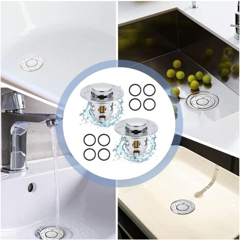 Tappo Scarico Lavandino Bagno Universale Pop Up per Foro 28-51mm Cadrim Tappo Filtro Lavabo