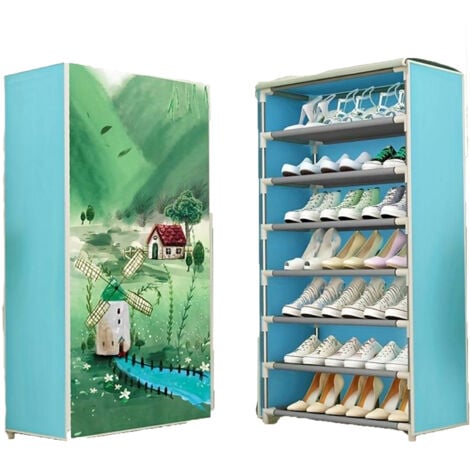 Scarpiera Salvaspazio Portascarpe 9 Ripiani Colore Blu In Tessuto Impe - Foto 4