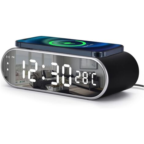Sveglia con Ricarica Wireless Adattatore Orologio Specchio Caricatore Smartphone (1/5)