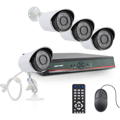 Kit Videosorveglianza 4 Telecamere 37 Led DVR App JORTAN 4 Canali Telecamere