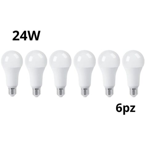 6 Pezzi Lampadina Led 24W Luce Naturale E27 A65L Bulbo Bianco Opaco (1/5)