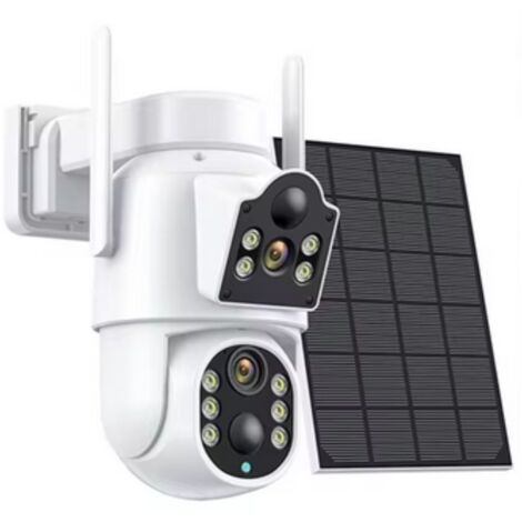 Telecamera Videosorveglianza Pannello Solare WIFI Doppia Lente Sicurezza 10 LED