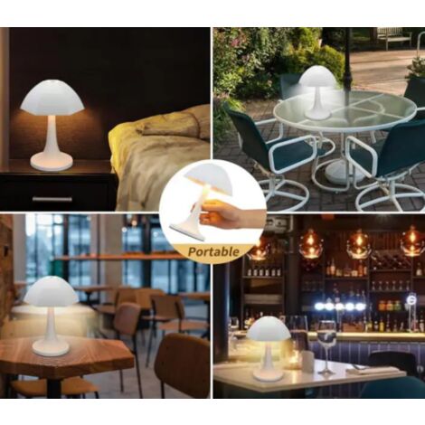 Lampada da tavolo a forma di fungo, colore arancione, con 3 modalità di luminosità, corpo in ceramica e paralume in PE, lampada da comodino, decorazione fungo, soggiorno, camera da letto
