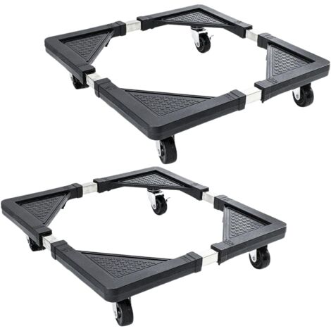 Coppia Base Supporto Frigo 2 pz Carrello Lavatrice con ruote 53x53 a 75x75cm