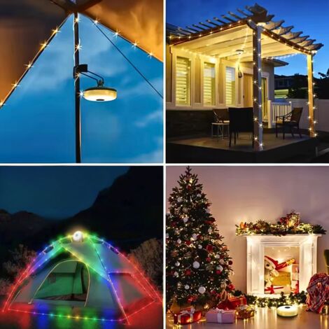 Luci da Esterno Campeggio, 3-in-1 Facile da Organizzare Ricaricabili Catena Esterno 10M, 8 Modalità Impermeabile Catena Luminosa Esterno,Luci per Tenda Campeggio Ombrellone da Giardino