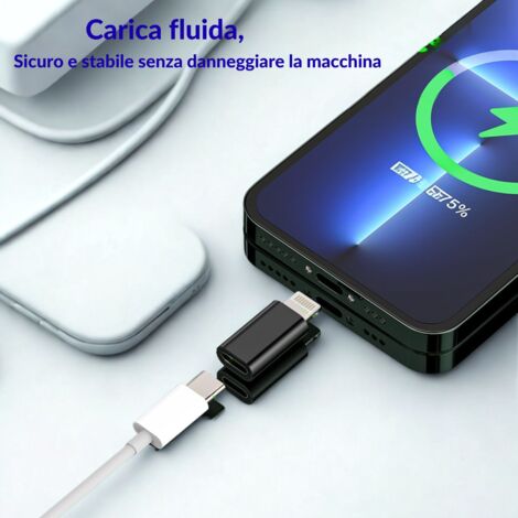 Caricabatterie USB 5V 2.4A 12W Con Cavo 8 Pin Da 1 Metro, Alimentatore Universale Bianco Per Smartphone E Tablet, PC+ABS Ignifugo