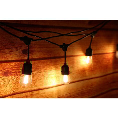 Catena Luminosa Nera Decorativa Vintage 10m Stringa 10 Portalampade Gazebo