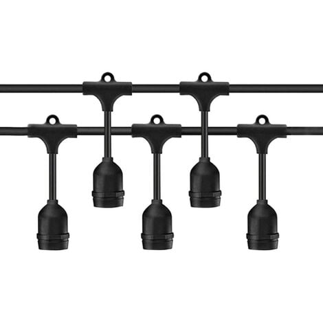 Catena Luminosa Nera Decorativa Vintage 10m Stringa 10 Portalampade Gazebo
