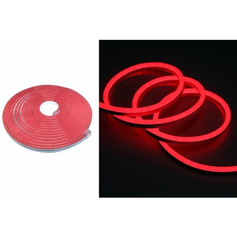 Striscia LED 12V Neon 5M Luce Rossa Tubo Impermbeabile Flessibile  Alimentatore