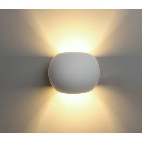 Applique Lampada Parete Gesso Interno Bianco Moderno Ellisse Doppia Luce GS5017