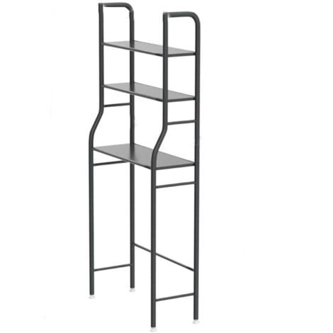 Scaffale Bagno Sopra Lavatrice 152x68x25 3 Ripiani Mobile Nero Salvaspazio