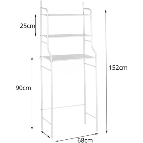 Scaffale Bagno Sopra Lavatrice 152x68x25 3 Ripiani Mobile Nero Salvaspazio