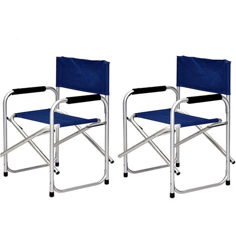 sedia pic-nic blu poltrona relax in alluminio pieghevole con braccioli 