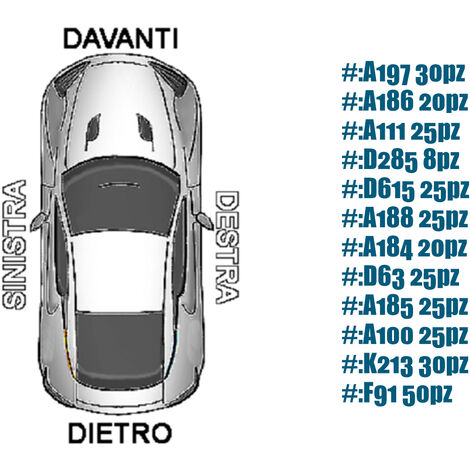 Set Rivetti in Plastica a Pressione 190pz Fissaggio Carrozzeria Riparazioni  Auto