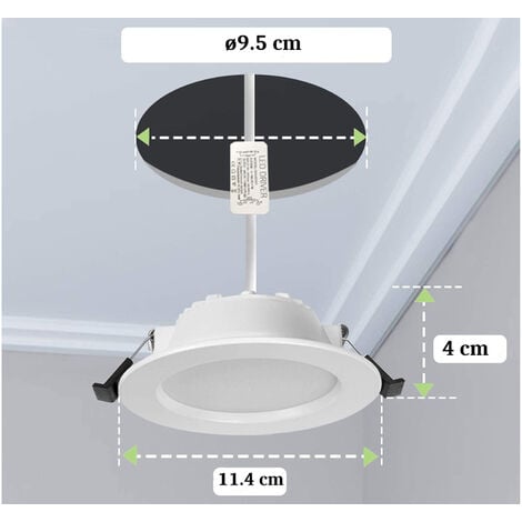 Faretto a Incasso Soffitto LED 9W Rotondo Bianco Luce Fredda Alette Scomparsa